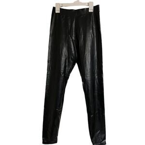 Hue Women’s Faux Leather Leggings Black Size S High Rise 27” Inseam NWT